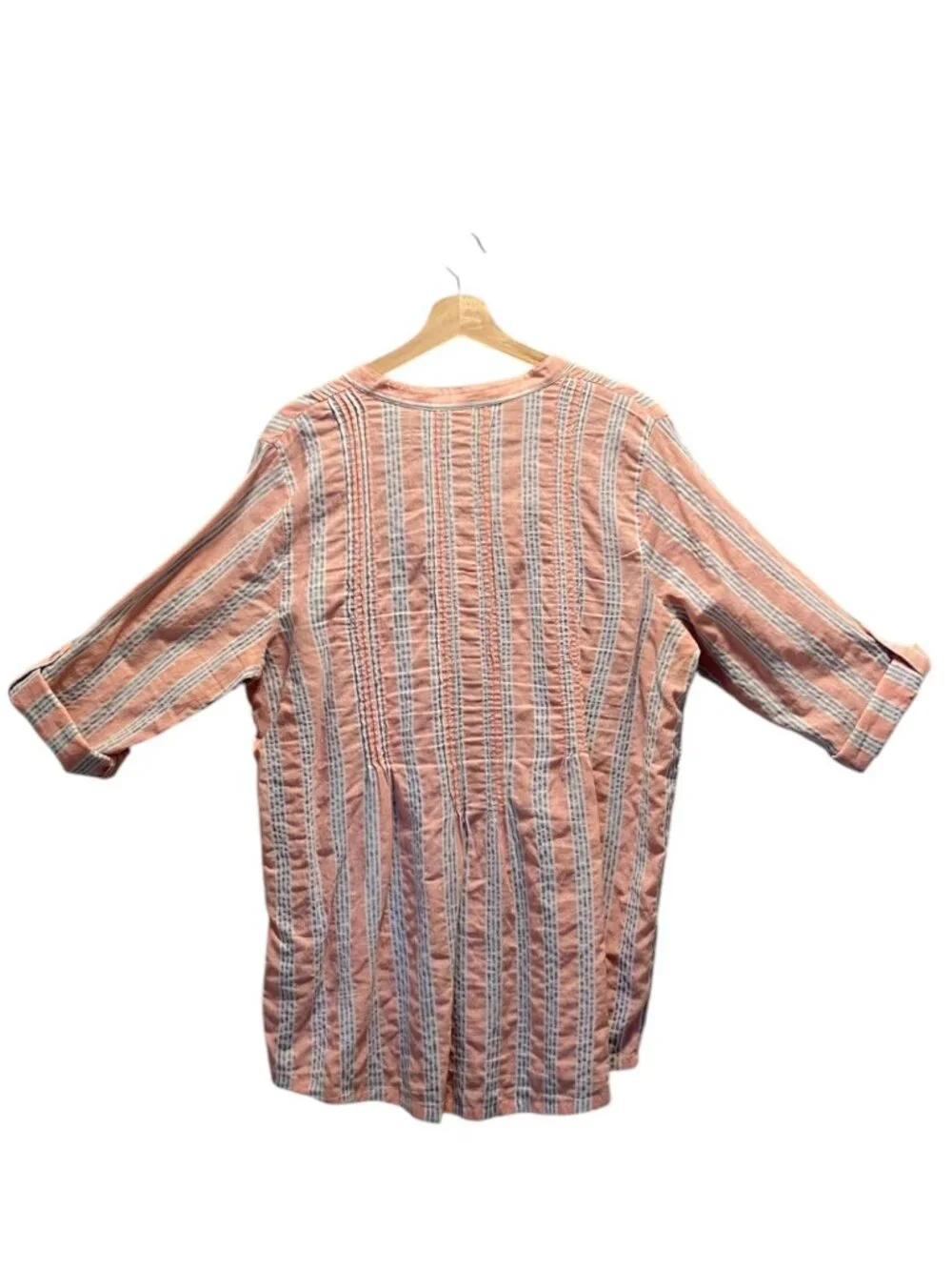 Soft Surroundings Striped Popover Blouse Orange Size XL Coastal Beach Vacation - Picture 11 of 13